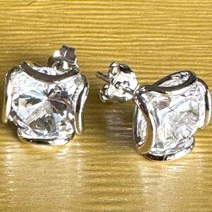 NWT 6.5 CTW lab created white sapphire rhodium over sterling silver earrings.
